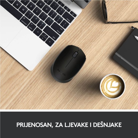 Miš LOGITECH B170, optički, 1000dpi, bežični, crni, USB