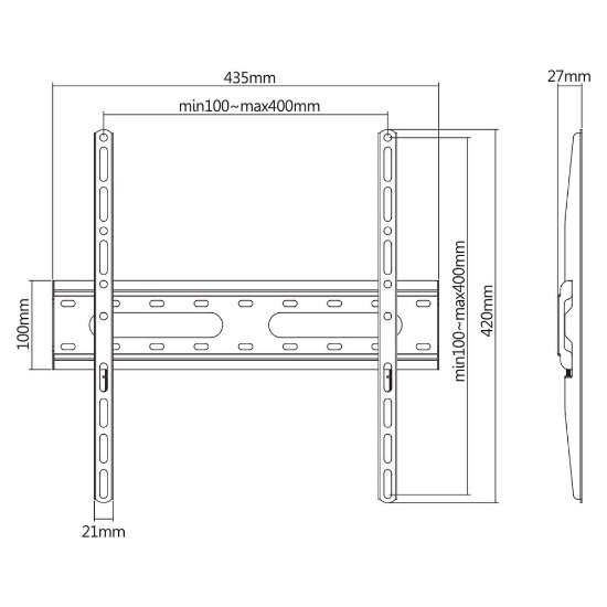 Nosač zidni za TV SBOX PLB-2544F-2, 32"-70", fiksni