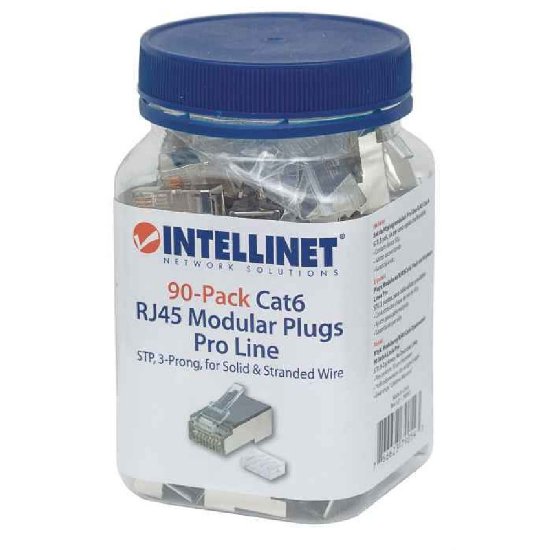 STP konektor INTELLINET CAT6, RJ45, modularni, trostruki zupčasti terminal - 90 komada