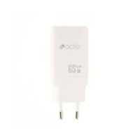 Kućni punjač OCTIO Volta AC65W Dual GaN, USB-A + USB-C, PD 65W, bijeli
