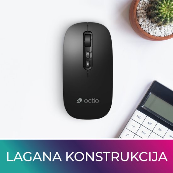 Miš OCTIO Smart M250WBT, optički, bežični, BT,1600dpi, crni