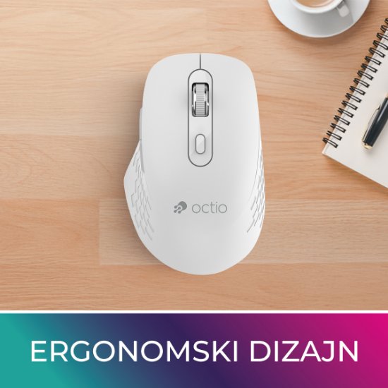 Miš OCTIO Style M270WBT, optički, bežični, BT,1600dpi, bijeli
