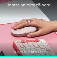 Miš LOGITECH POP, optički, bežični, USB, BT, 1000dpi, rozi