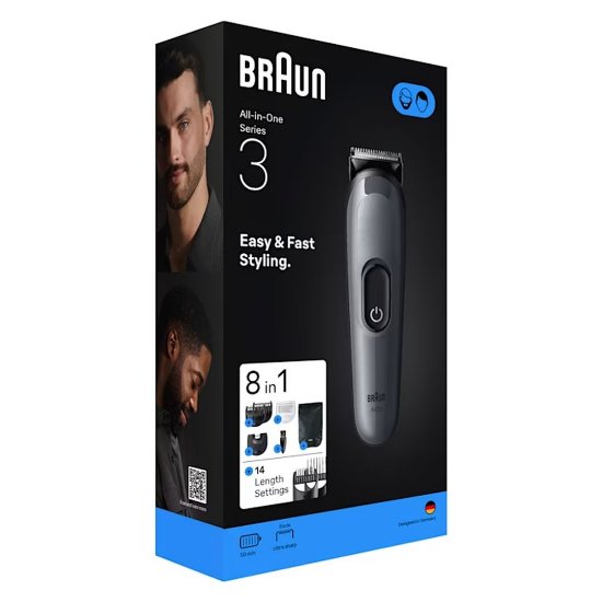 Aparat za šišanje/trimer BRAUN serija 3 3540, 8 u 1, kosa, brada, sivi