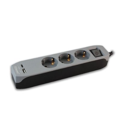 Naponska letva COMMEL, 3 utičnice, USB-A, USB-C, 1,4m, crna
