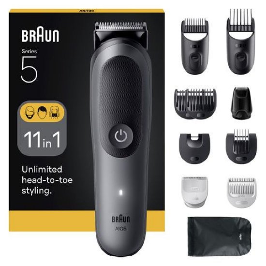 Trimer za bradu BRAUN AIO Serija 5 5560, 11u1, sivi