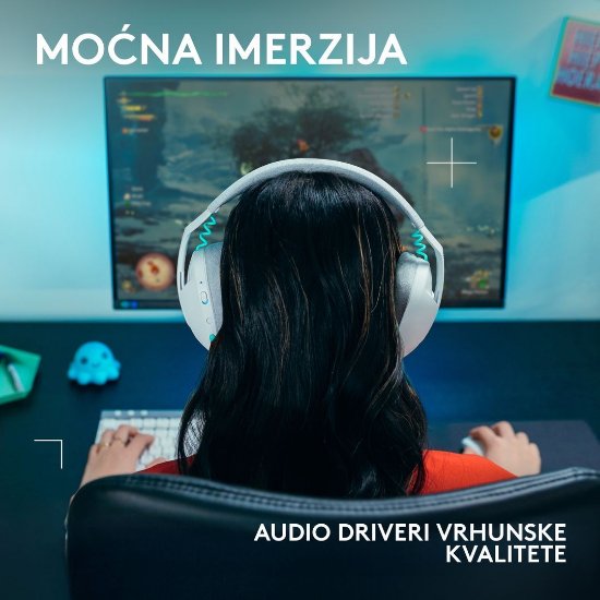 Slušalice LOGITECH Gaming G321, bežične, BT, USB, bijele