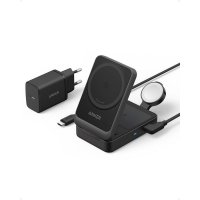 Bežični punjač ANKER MagGo 15W, stalak, MagSafe, 3u1 za Apple iPhone, Watch i AirPods, crni