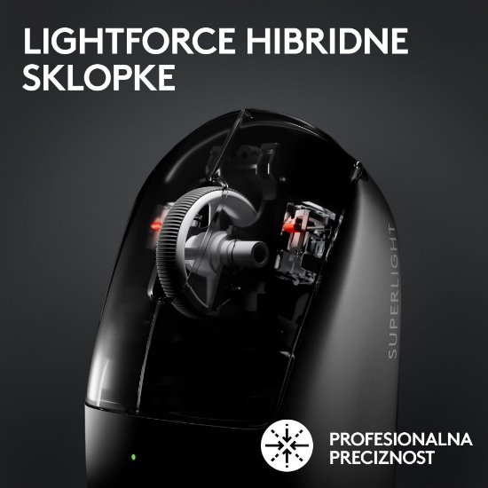 Miš LOGITECH Pro X Superlight 2, bežični, optički, 32000dpi, crni, USB
