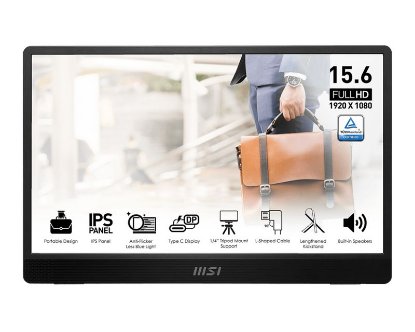 Prijenosni monitor 15.6" MSI PRO MP161 E2, FHD, IPS, 60Hz, 4ms, 250cd/m2, zvučnici, sivi