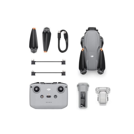 Dron DJI Air 3S (DJI RC-N3), 4K UHD kamera, 3-axis gimbal, vrijeme leta do 45min, upravljanje daljinskim upravljačem, sivi