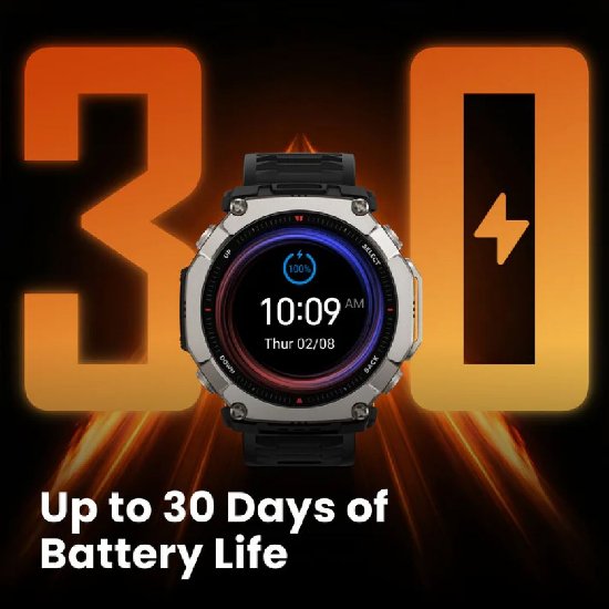Pametni sat AMAZFIT T-Rex Ultra 2, 1.5" Amoled, pametne obavijesti, crni