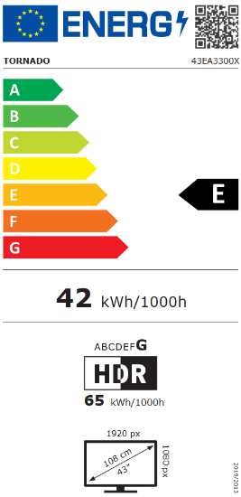 QLED TV 43” TORNADO, FHD, Tizen, WIFI, energetski razred E, crna