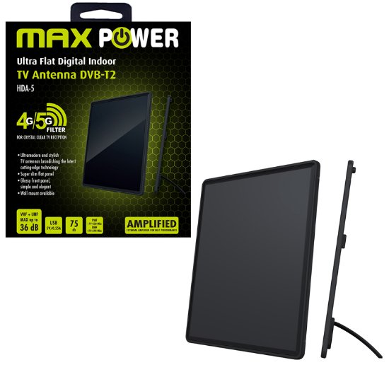 Antena MAXPOWER TV antena s pojačalom HDA-5, UHF+VHF, 36dB, 5G filter