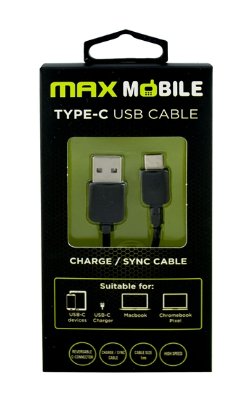 Kabel MAXMOBILE USB-C 2.0, 1m, crni