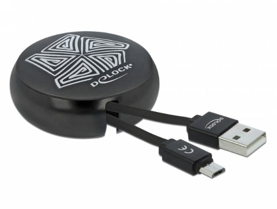 Kabel DELOCK, USB 2.0, USB-A (M) na USB micro-B (M), uvlačni, 0.92m