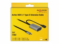 Adapter DELOCK, USB-C (M) na USB 3.1 (Ž), aktivni, sivi, 5.0m
