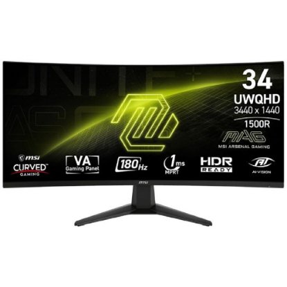 Gaming monitor 34" MSI MAG 346CQ, UWQHD, VA, 180Hz, 1ms, 300cd/m2, G-Sync, FreeSync, zakrivljeni, crni