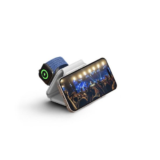 Bežični punjač KSIX BXCQI153N1B MagSafe, 15W, Qi, do 3 uređaja, sklopljivi, bijeli