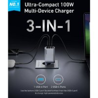 Punjač za mobitele ANKER A2688341, 2x USB-C, 1x USB-A, GaN, sivi