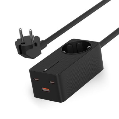 Naponska letva KSIX, 2x USB-C, 1x USB-A, GaN, PD, crni 1.5 m