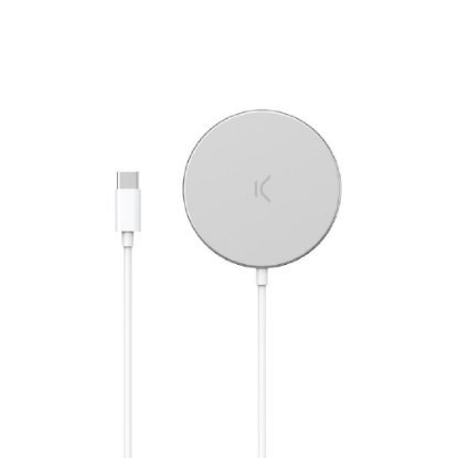 Bežični punjač KSIX MagniBoost, 15W, bežično, Apple MagSafe, USB-C, bijeli