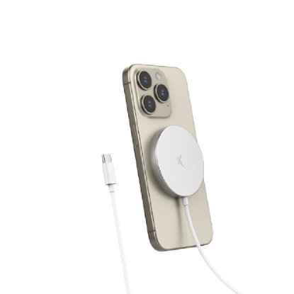 Bežični punjač KSIX MagniBoost, 15W, bežično, Apple MagSafe, USB-C, bijeli