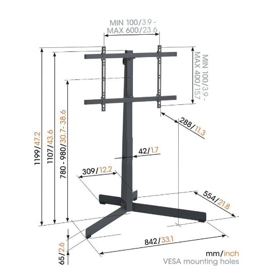 Nosač za TV VOGEL'S TVS3690, 40"-77", podni, do 50kg