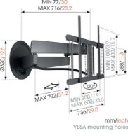 Nosač zidni za TV VOGEL'S TVM7675, 40"-77", motorizirani, pomak 120°, do 35kg