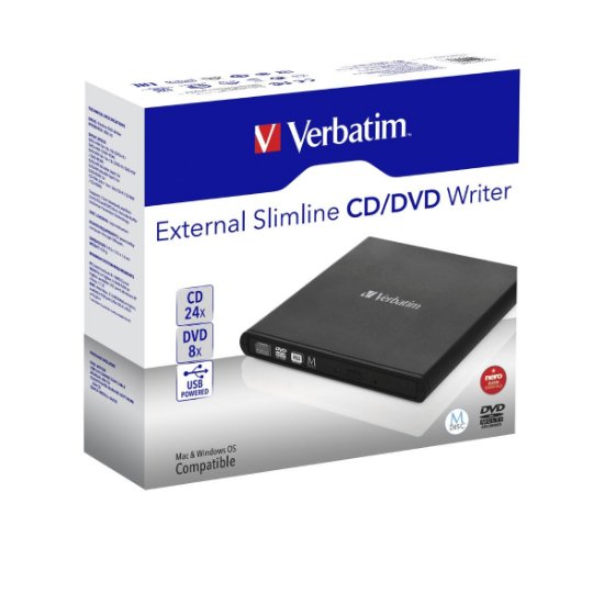 DVD±RW vanjski, VERBATIM Slim DVD+/-RW, 8x, crni, USB