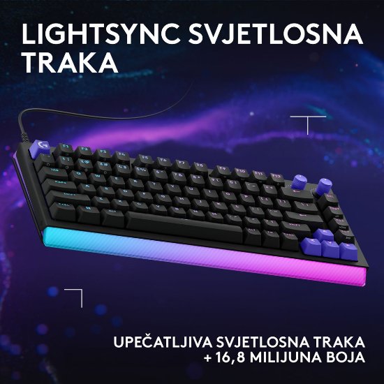 Tipkovnica LOGITECH Gaming G512 X 75, tactile switch, RGB, mehanička, US Layout, USB, crna