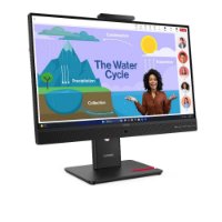 Monitor 24" LENOVO ThinkVision T24D-4v, 64B7UAT1EU, FHD, IPS, 250cd/m2, 4ms, 120Hz, DisplayPort, HDMI, USB-C, kamera, zvučnici, crni