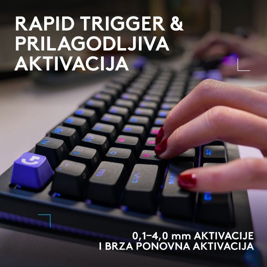 Tipkovnica LOGITECH Gaming G512 X 75, tactile switch, RGB, mehanička, US Layout, USB, crna
