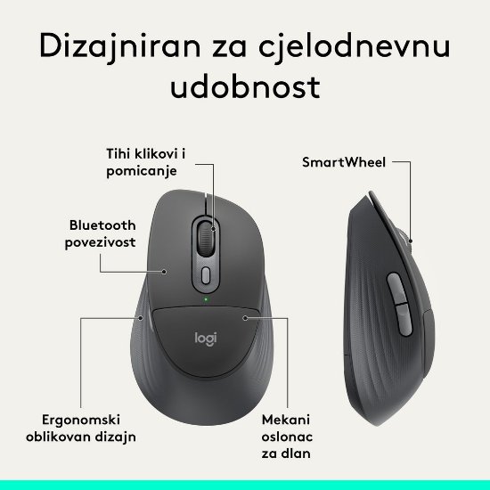Miš Logitech M850 L, bežični miš, crni