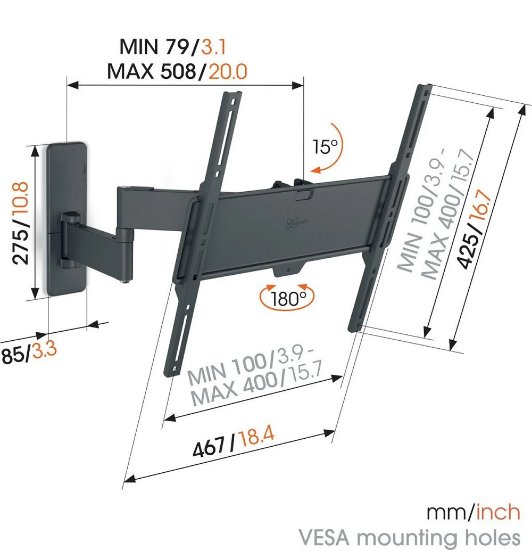 Nosač zidni za TV VOGEL'S TVM 1443, 32-65", zglobni, do 25kg