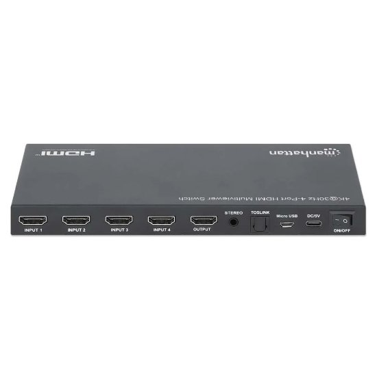 Razdjelnik MANHATTAN, 4x HDMI in, 1x HDMI out, 4-port, 4K@30Hz, multiviewer switch, crni
