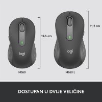 Miš LOGITECH M650, bežični, optički, 4000dpi, USB, BT, crni