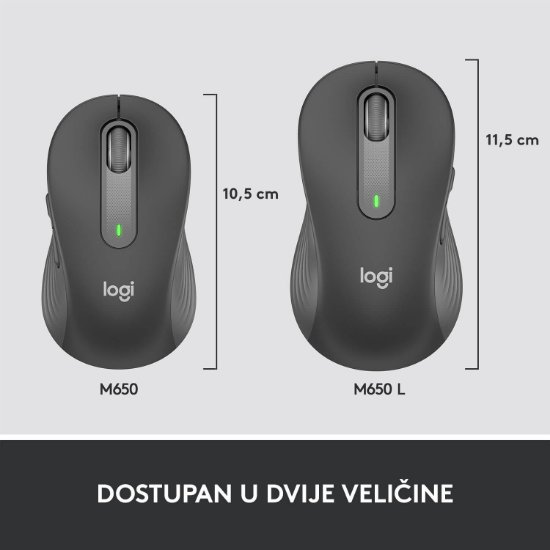 Miš LOGITECH M650, bežični, optički, 4000dpi, USB, BT, crni
