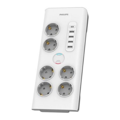 Prenaponska zaštita PHILIPS Surge Basic, 6x EU, 4x USB-A, USB-C