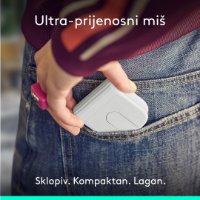 Miš LOGITECH Mobi Fold, bežični, bijeli
