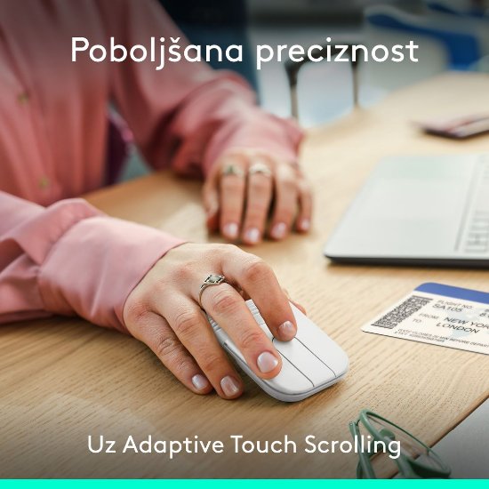 Miš LOGITECH Mobi Fold, bežični, bijeli