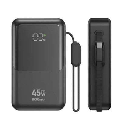 Mobilni USB punjač MAXMOBILE Power Bank PB076001, 45W, 20000mAh USB, 2xUSB-C, crni