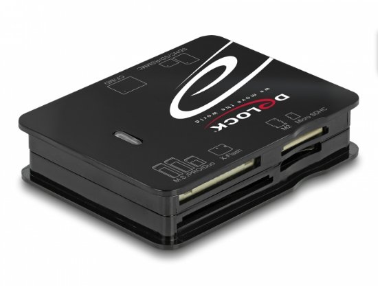 Čitač memorijskih kartica DELOCK USB 2.0, CF, SD, Micro SD, MS, xD, M2, crni