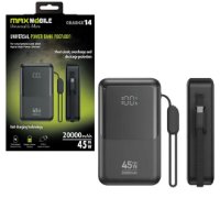Mobilni USB punjač MAXMOBILE Power Bank PB076001, 45W, 20000mAh USB, 2xUSB-C, crni