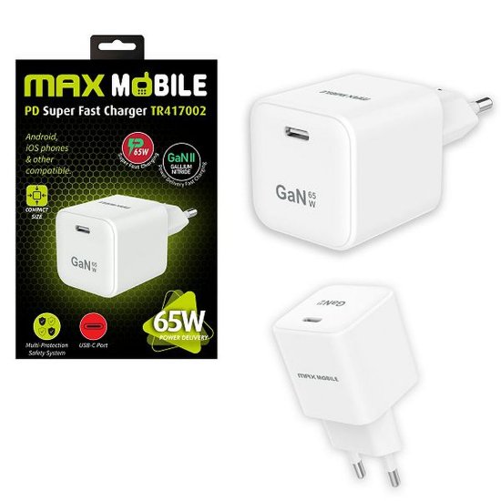 Kućni punjač MAXMOBILE PD Super Fast Charger, TR417002, 65W , USB-C, bijeli