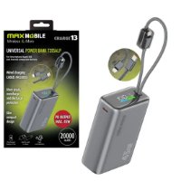 Mobilni USB MAXMOBILE Power Bank T205ALP, 45W, 20000mAh, 2xUSB-C, sivi