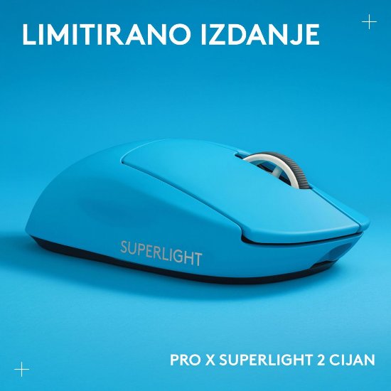 Miš LOGITECH Pro X Superlight 2, bežični, optički, 32000dpi, plavi, USB