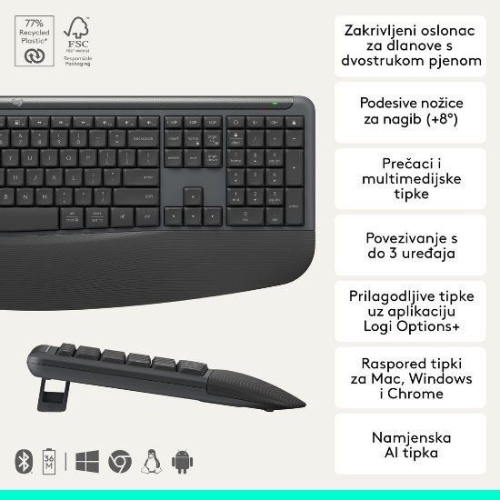 Tipkovnica + miš LOGITECH Signature Comfort Plus MK880, crni