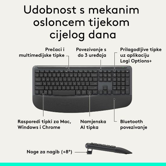 Tipkovnica + miš LOGITECH Signature Comfort Plus MK880, crni