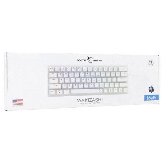 Tipkovnica WHITE SHARK GK-002221V2 Wakizashi-2, RGB, plavi switch, mehanička, US/HR, bijela